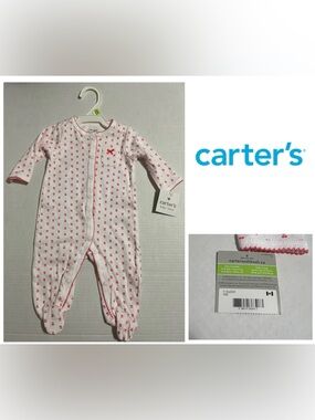 🆕CARTER’S - 3M - NWT - INFANT GIRLS PINK CHERRY SLEEPER